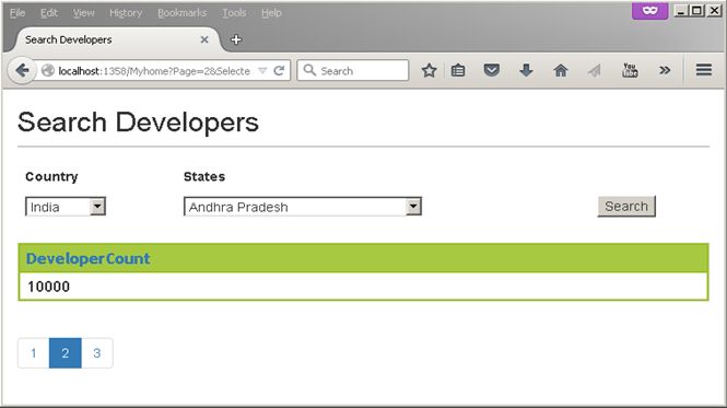 grid displaying second record